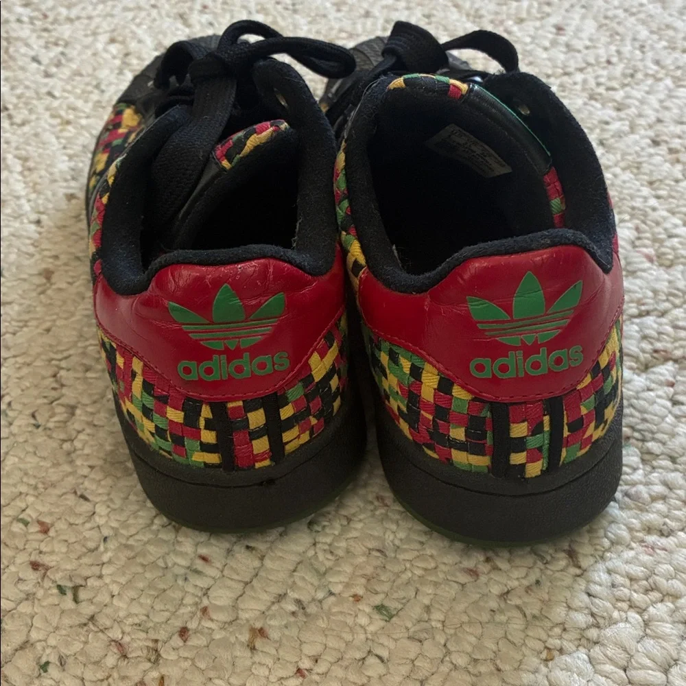 adidas Superstar Green Red Yellow Black Jamaica Marley Rasta Athletic Sneakers